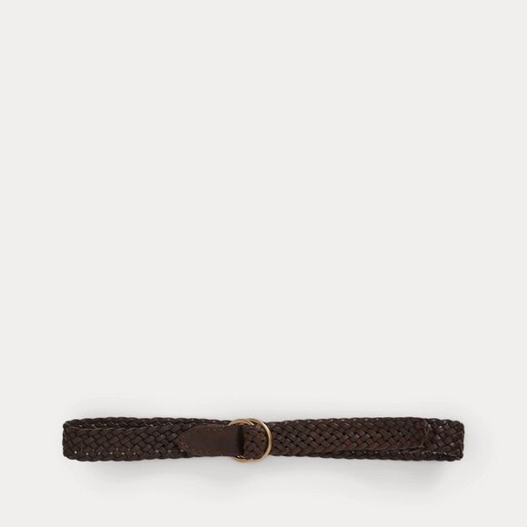 NWT DOUBLE RL Men's Leather Braided Belt Dark Brown Size 24 - Picture 4 of 5